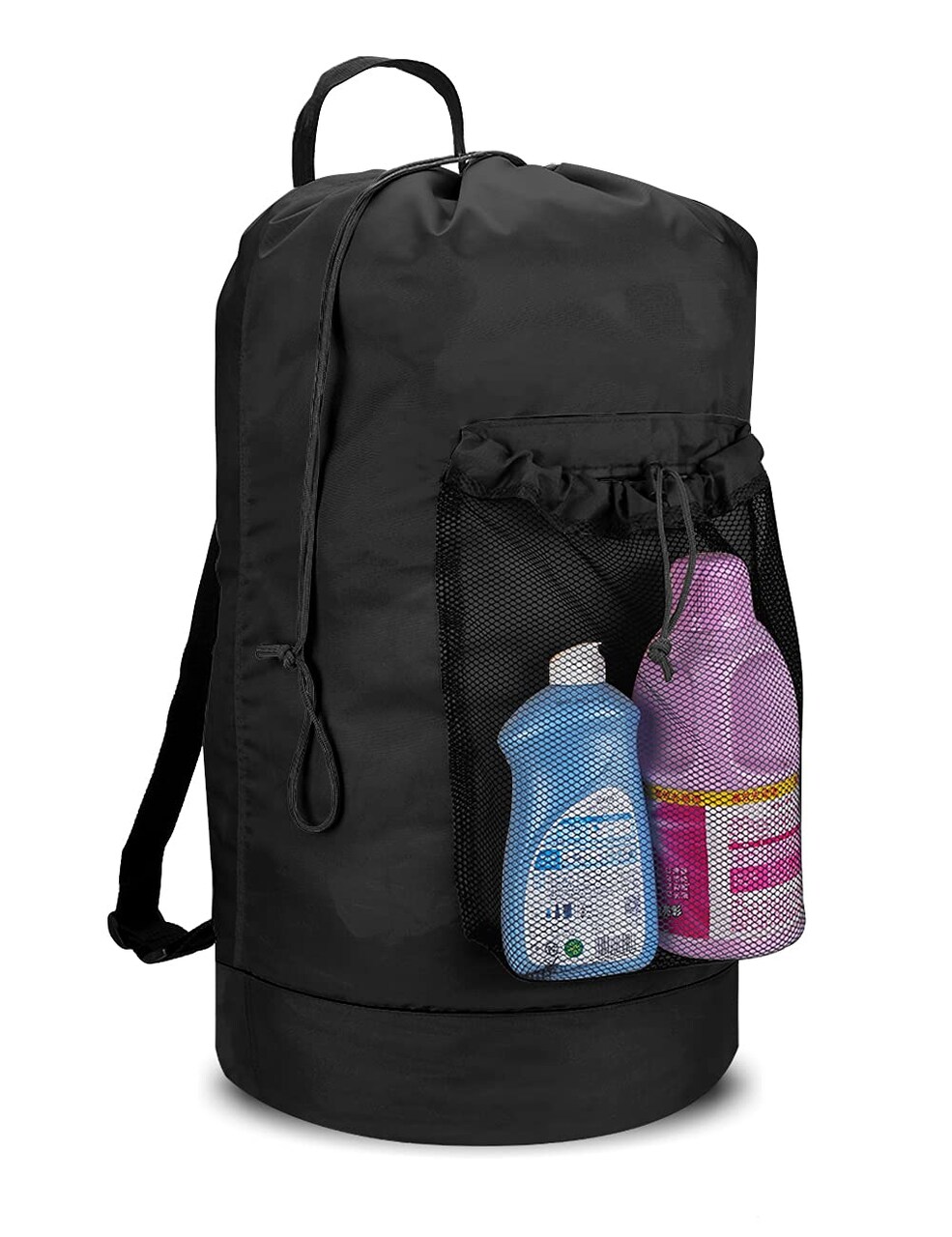 Backpack Laundry Bag, Laundry Backpack with Shoulder Straps and Mesh Pocket Durable Nylon Clothes Hamper Bag with Drawstring Closure for College, Travel, Laundromat, Apartment